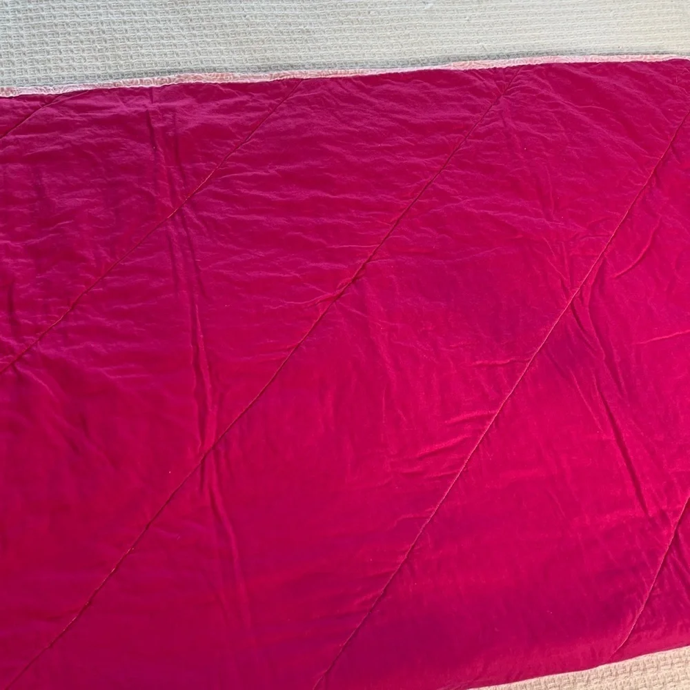 Handmade small lap quilt gray, pink, yellow, blue, purple, green